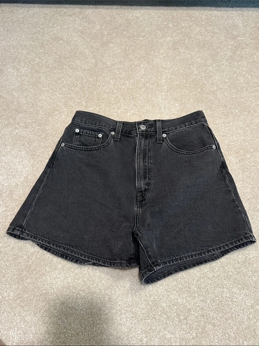 Levi's Black High-Rise A-Line Denim Shorts